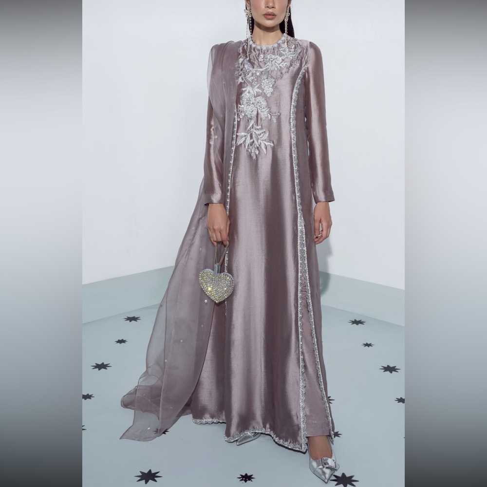 Elegant Lavender Embellished Women Kaftan